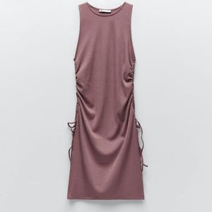 Zara Ribbed top with Gathered detail TRF NWT Mauve